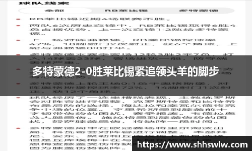 多特蒙德2-0胜莱比锡紧追领头羊的脚步